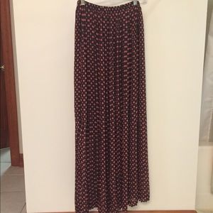 Brown and Orange polka dotted maxi skirt